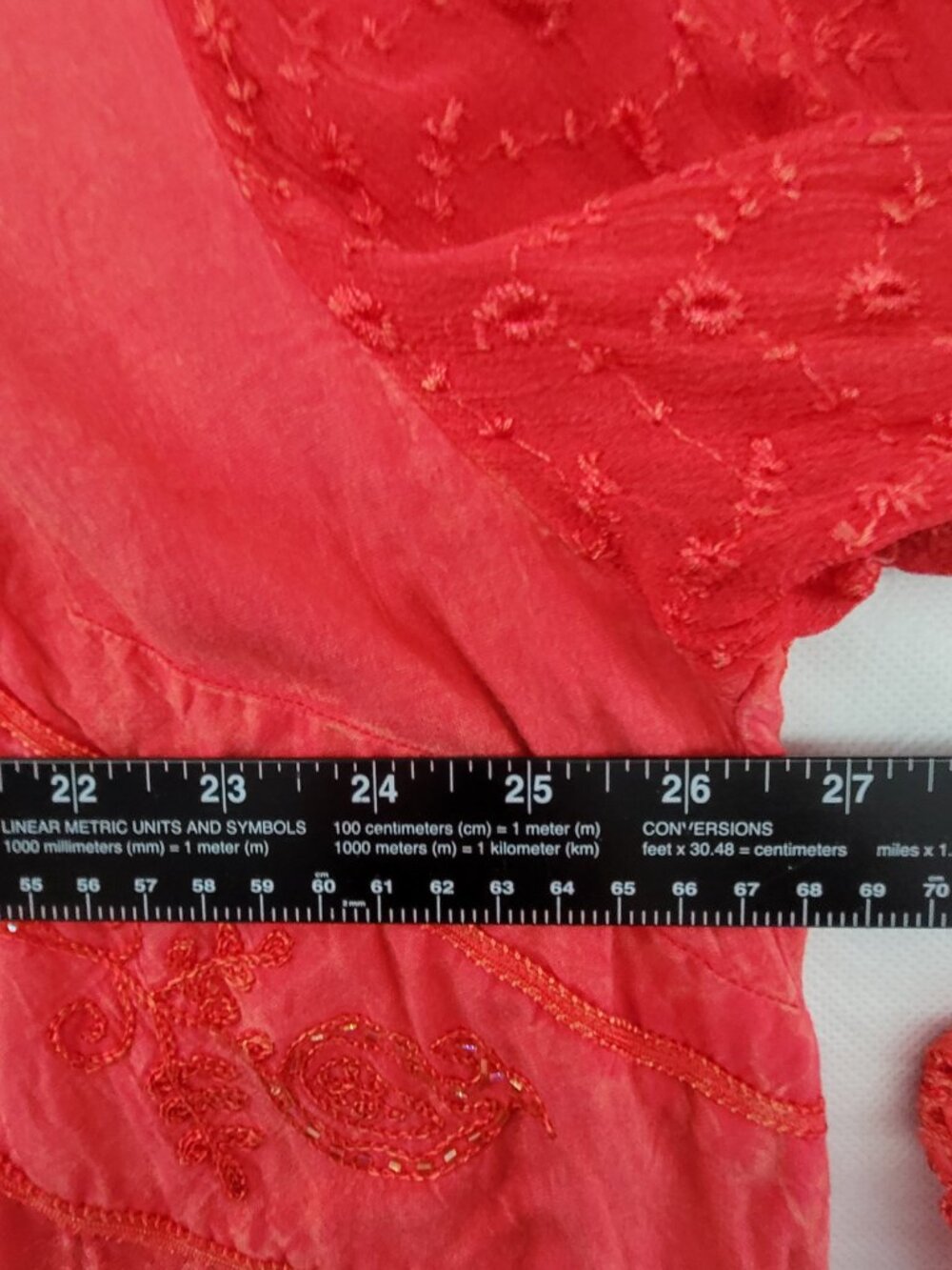 Catherines Outfit 3X Red Beaded Embroidered Maxi Skirt & Blouse Top Shirt Set - Picture 7 of 16